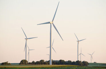 Wind turbines producing renewable energy for net zero goals