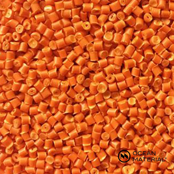 Recycled Orange PP Pellets – high-visibility